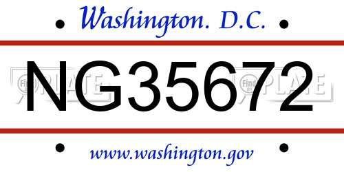NG35672 District Of Columbia License Plate