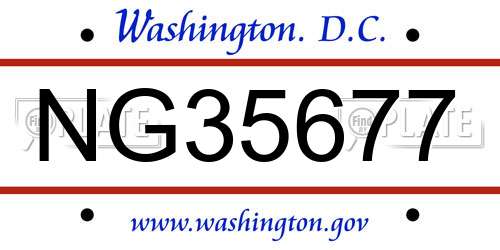 NG35677 District Of Columbia License Plate