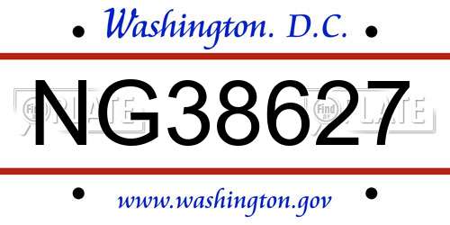 NG38627 District Of Columbia License Plate