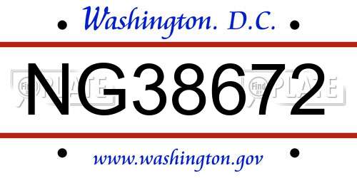 NG38672 District Of Columbia License Plate