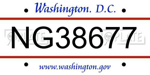 NG38677 District Of Columbia License Plate