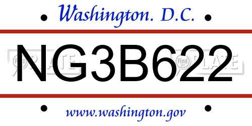 NG3B622 District Of Columbia License Plate