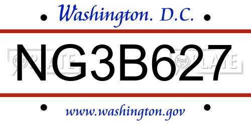 NG3B627 District Of Columbia License Plate