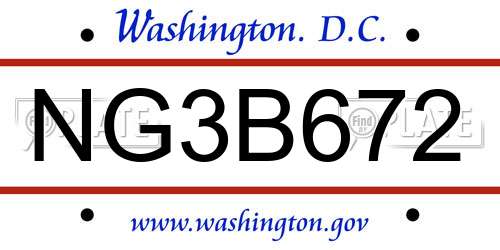 NG3B672 District Of Columbia License Plate