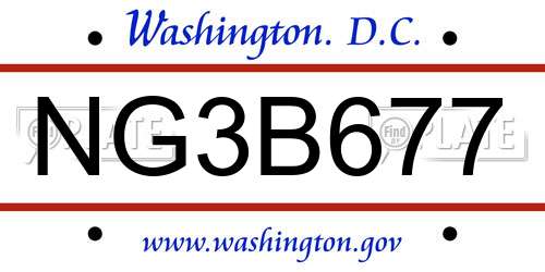 NG3B677 District Of Columbia License Plate