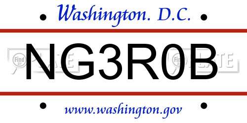 NG3R0B District Of Columbia License Plate