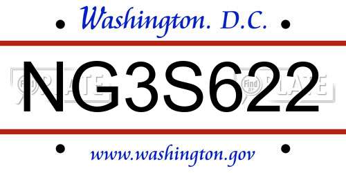 NG3S622 District Of Columbia License Plate