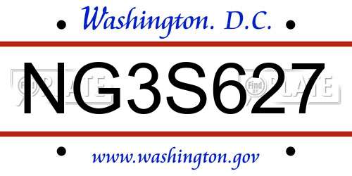 NG3S627 District Of Columbia License Plate