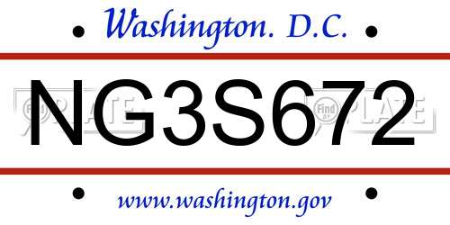 NG3S672 District Of Columbia License Plate