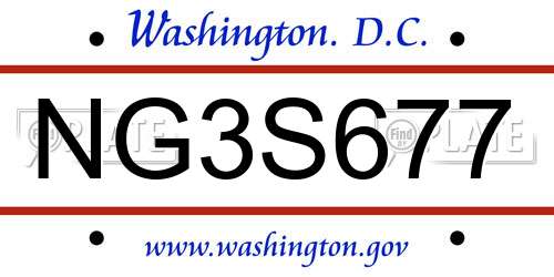 NG3S677 District Of Columbia License Plate