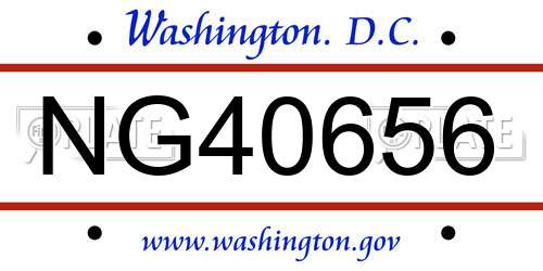 NG40656 District Of Columbia License Plate