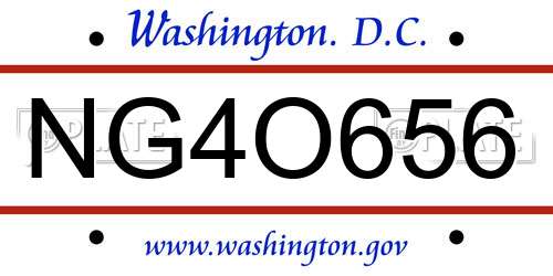 NG4O656 District Of Columbia License Plate