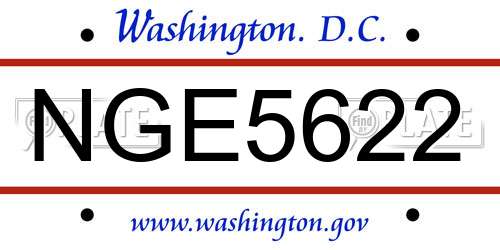 NGE5622 District Of Columbia License Plate