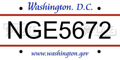 NGE5672 District Of Columbia License Plate