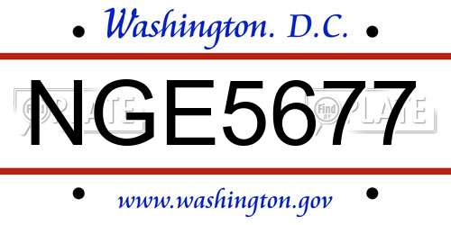 NGE5677 District Of Columbia License Plate