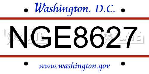 NGE8627 District Of Columbia License Plate