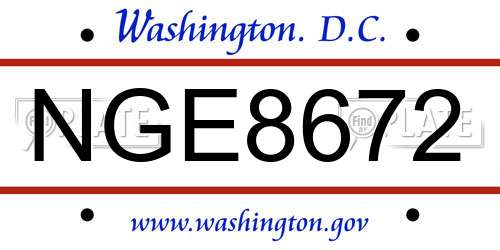 NGE8672 District Of Columbia License Plate