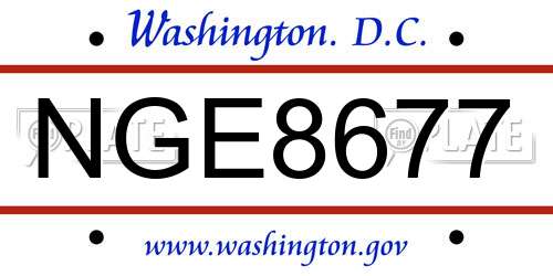 NGE8677 District Of Columbia License Plate