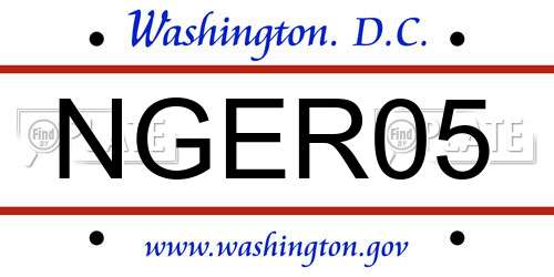 NGER05 District Of Columbia License Plate