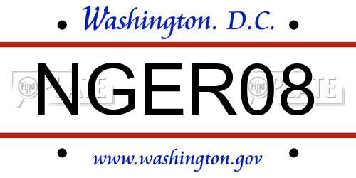 NGER08 District Of Columbia License Plate