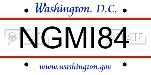 NGMI84 District Of Columbia License Plate