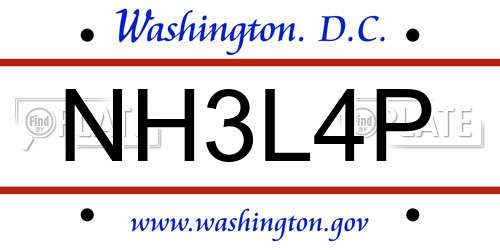 NH3L4P District Of Columbia License Plate