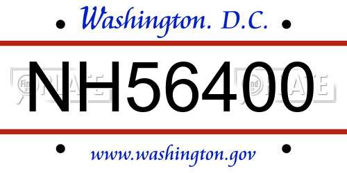 NH56400 District Of Columbia License Plate