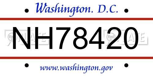 NH78420 District Of Columbia License Plate