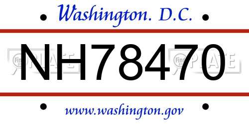 NH78470 District Of Columbia License Plate