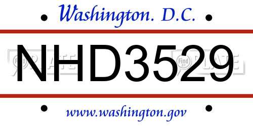 NHD3529 District Of Columbia License Plate