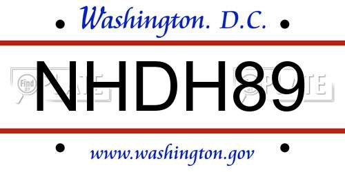 NHDH89 District Of Columbia License Plate