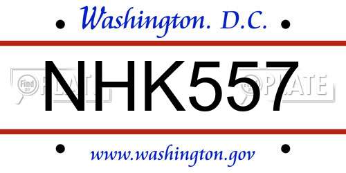 NHK557 District Of Columbia License Plate