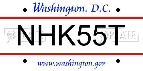 NHK55T District Of Columbia License Plate