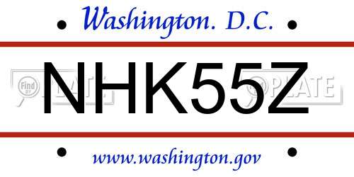 NHK55Z District Of Columbia License Plate
