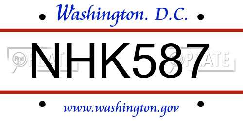 NHK587 District Of Columbia License Plate