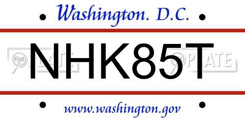 NHK85T District Of Columbia License Plate