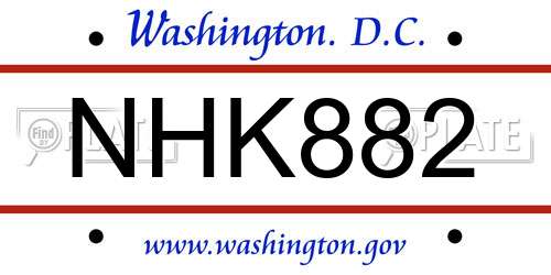 NHK882 District Of Columbia License Plate