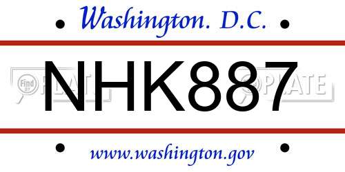 NHK887 District Of Columbia License Plate