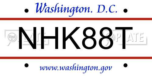 NHK88T District Of Columbia License Plate