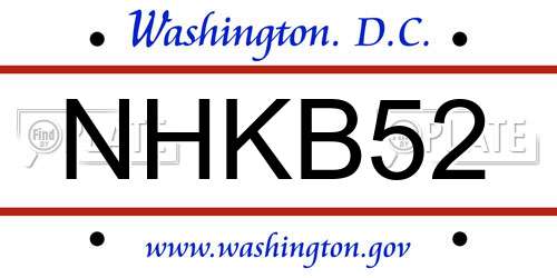 NHKB52 District Of Columbia License Plate