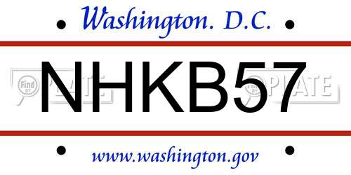 NHKB57 District Of Columbia License Plate