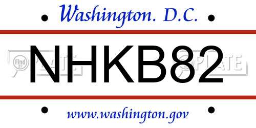 NHKB82 District Of Columbia License Plate