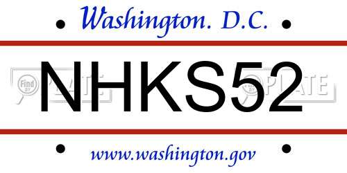 NHKS52 District Of Columbia License Plate