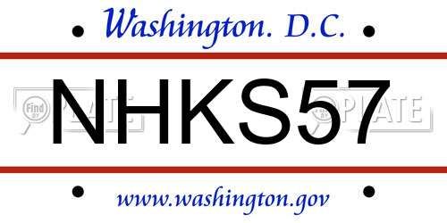 NHKS57 District Of Columbia License Plate