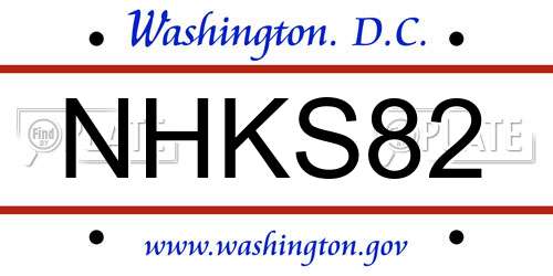NHKS82 District Of Columbia License Plate