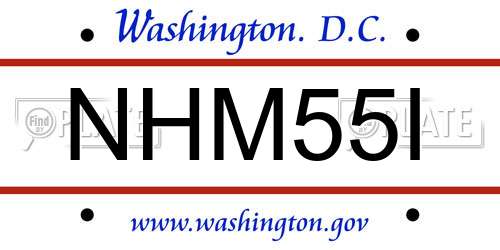 NHM55I District Of Columbia License Plate