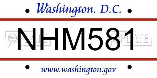 NHM581 District Of Columbia License Plate
