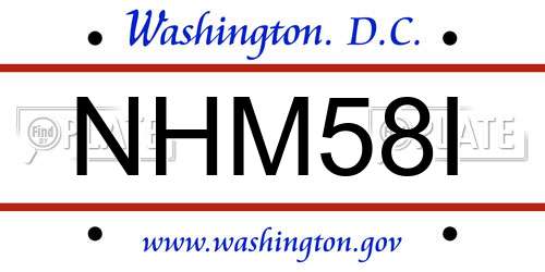 NHM58I District Of Columbia License Plate