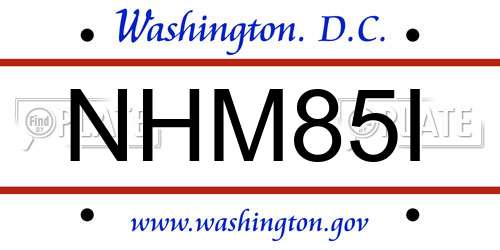 NHM85I District Of Columbia License Plate
