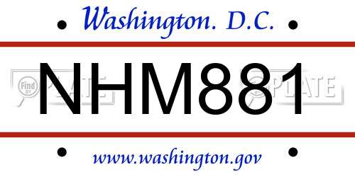 NHM881 District Of Columbia License Plate
